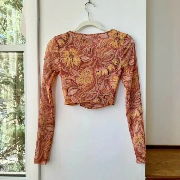 NWT Free People Supernova Set Two Piece Skirt Crop Top Long Sleeve Pink XS - Picture 15 of 17